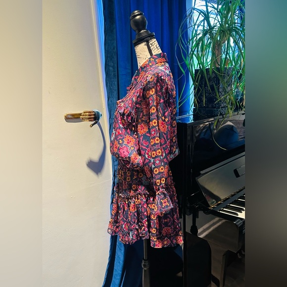 NWT Misa Los Angeles Vittoria Mini Dress Floral Ruffle  V-neck Size Large - Picture 7 of 9